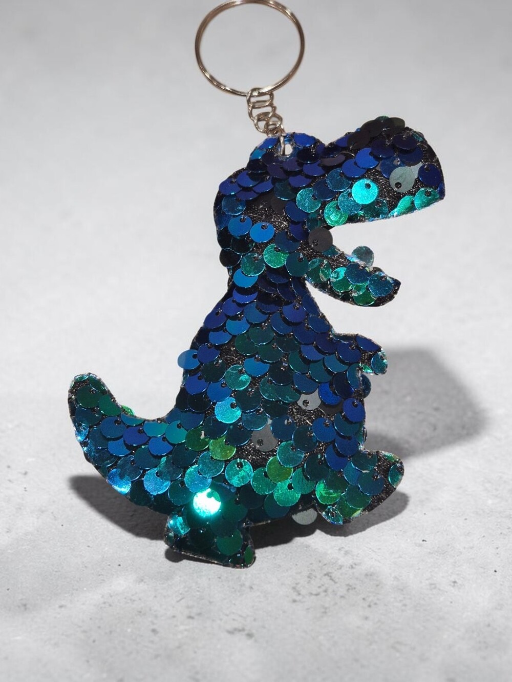 Glitter Sequin Dinosaur Keychain